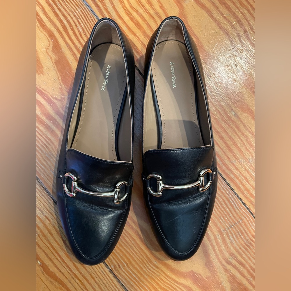 & Other Stories Black Leather Loafers with Silver Accents